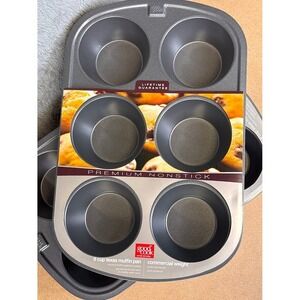 2 - Good Cook 6 Cup Texas Muffin Pan Premium Nonstick Commercial Weight Baking